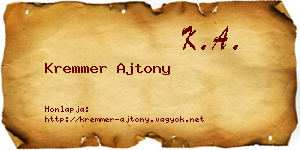 Kremmer Ajtony névjegykártya